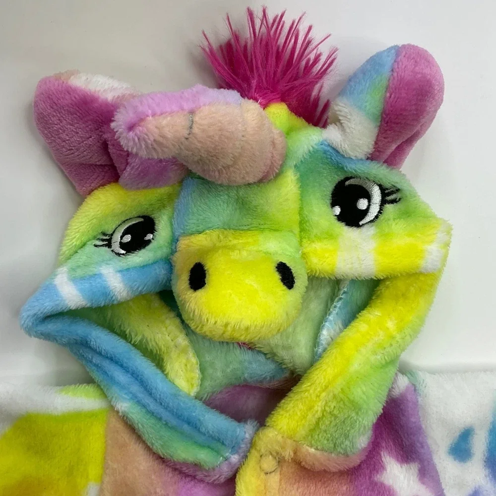Rainbow Unicorn Fleece Robe Kids 6-7Y With Matching Doll Robe Set